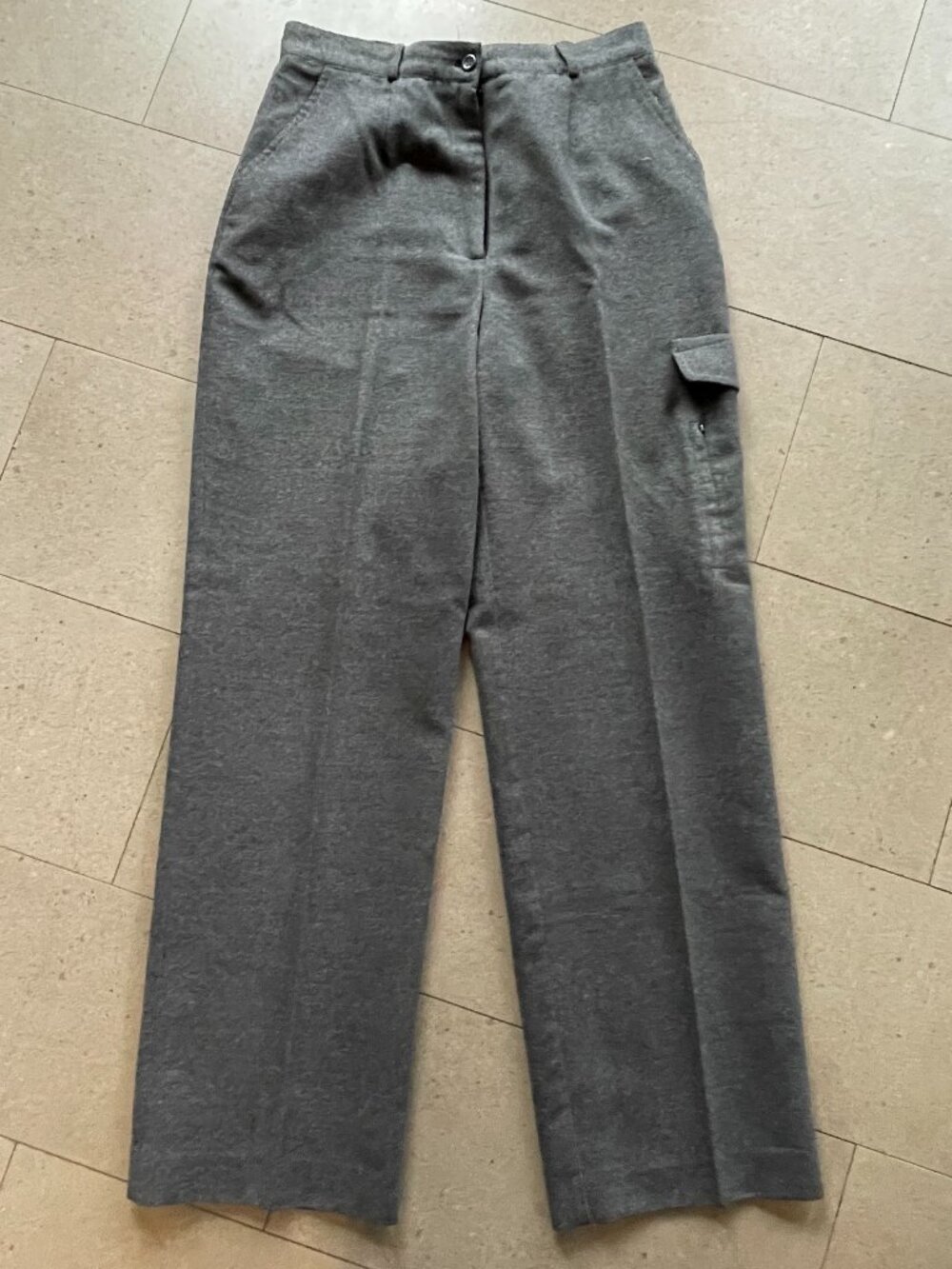 Vintage grey flannel-like pants - high waist wide leg-Size 4